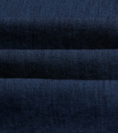 Drake's Navy Cotton Linen Two-Pocket Work Shirt