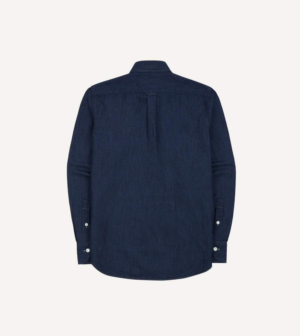 Drake's Navy Cotton Linen Two-Pocket Work Shirt