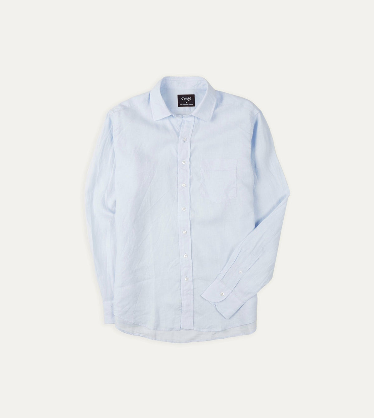 Drake's Light Blue Linen Spread Collar Shirt