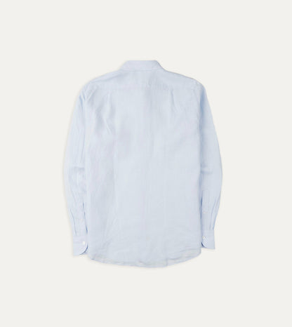 Drake's Light Blue Linen Spread Collar Shirt