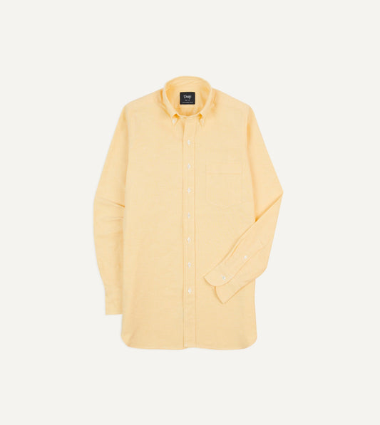 Drake's Yellow Cotton Oxford Cloth Button-Down Shirt