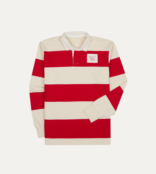 Drake's Mayumi Y. for Drake’s Stripe Cotton Embroidered Rugby Shirt