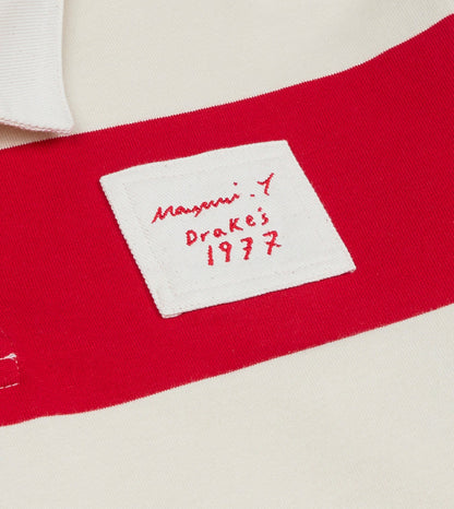 Drake's Mayumi Y. for Drake’s Stripe Cotton Embroidered Rugby Shirt