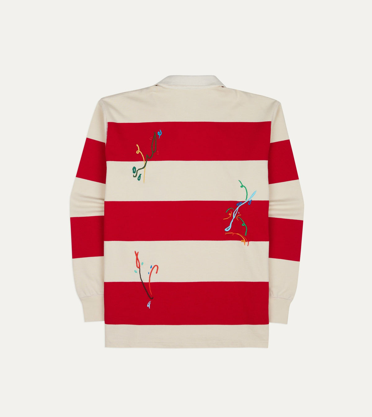 Drake's Mayumi Y. for Drake’s Stripe Cotton Embroidered Rugby Shirt
