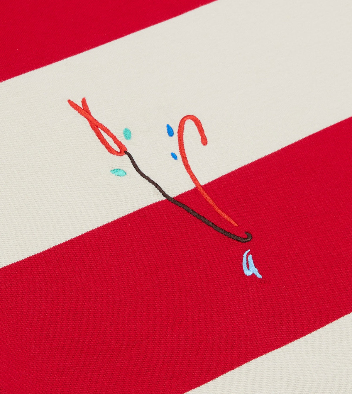 Drake's Mayumi Y. for Drake’s Stripe Cotton Embroidered Rugby Shirt