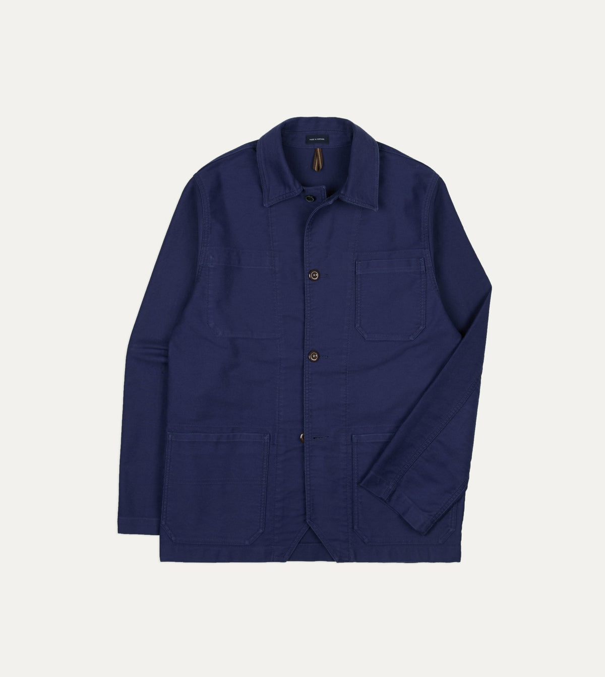 Drake's Navy Moleskin Mitred Chore Jacket