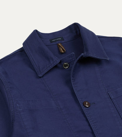 Drake's Navy Moleskin Mitred Chore Jacket
