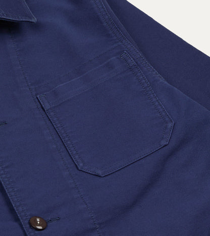 Drake's Navy Moleskin Mitred Chore Jacket