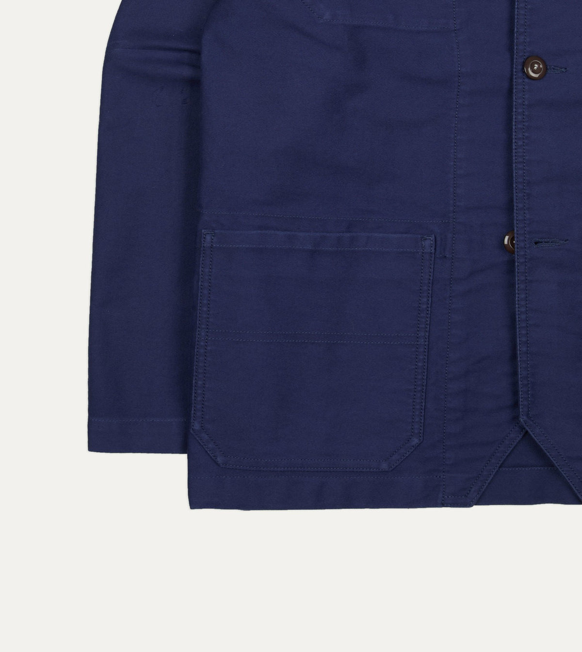 Drake's Navy Moleskin Mitred Chore Jacket