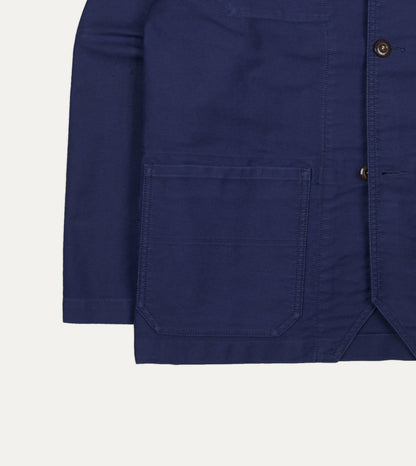 Drake's Navy Moleskin Mitred Chore Jacket