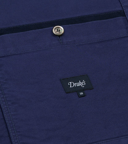 Drake's Navy Moleskin Mitred Chore Jacket