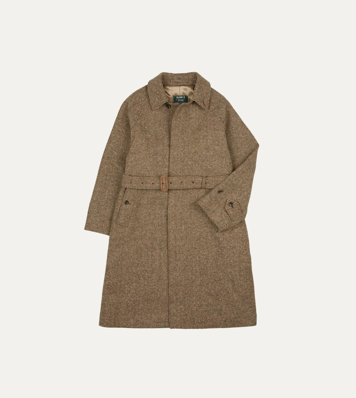 Drake's BEAMS F & Drake’s Tweed Raglan Overcoat