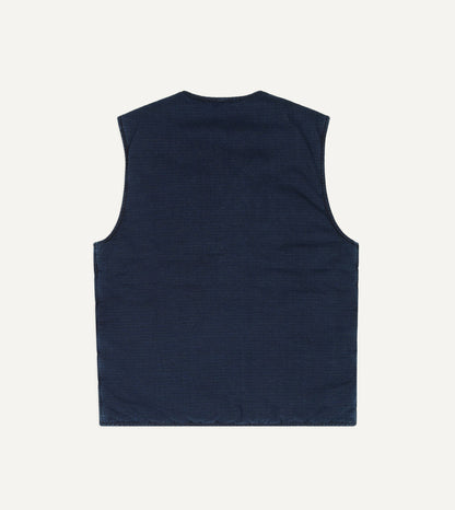 Drake's Indigo Cotton Wadded Vest
