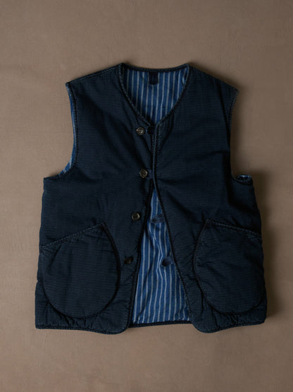 Drake's Indigo Cotton Wadded Vest