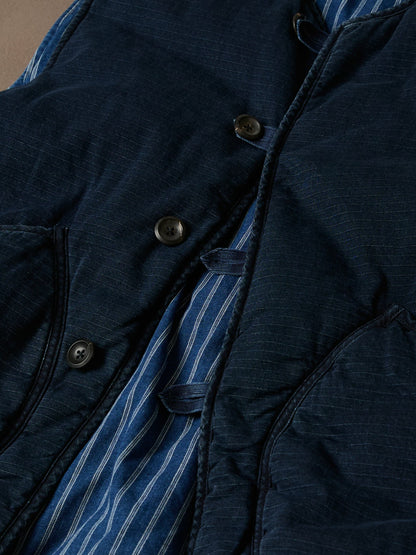 Drake's Indigo Cotton Wadded Vest