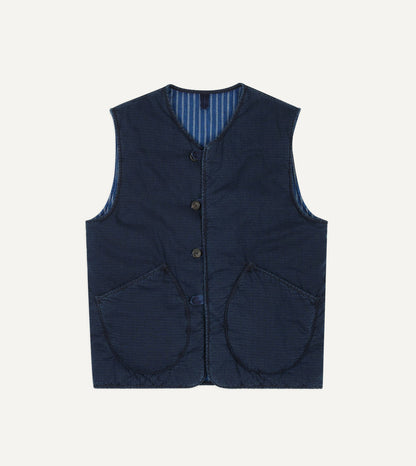 Drake's Indigo Cotton Wadded Vest