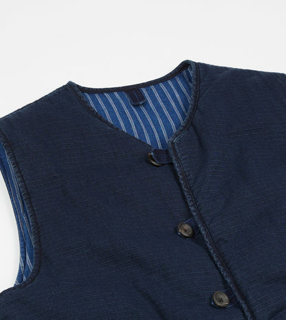 Drake's Indigo Cotton Wadded Vest