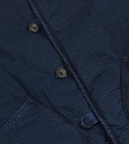 Drake's Indigo Cotton Wadded Vest