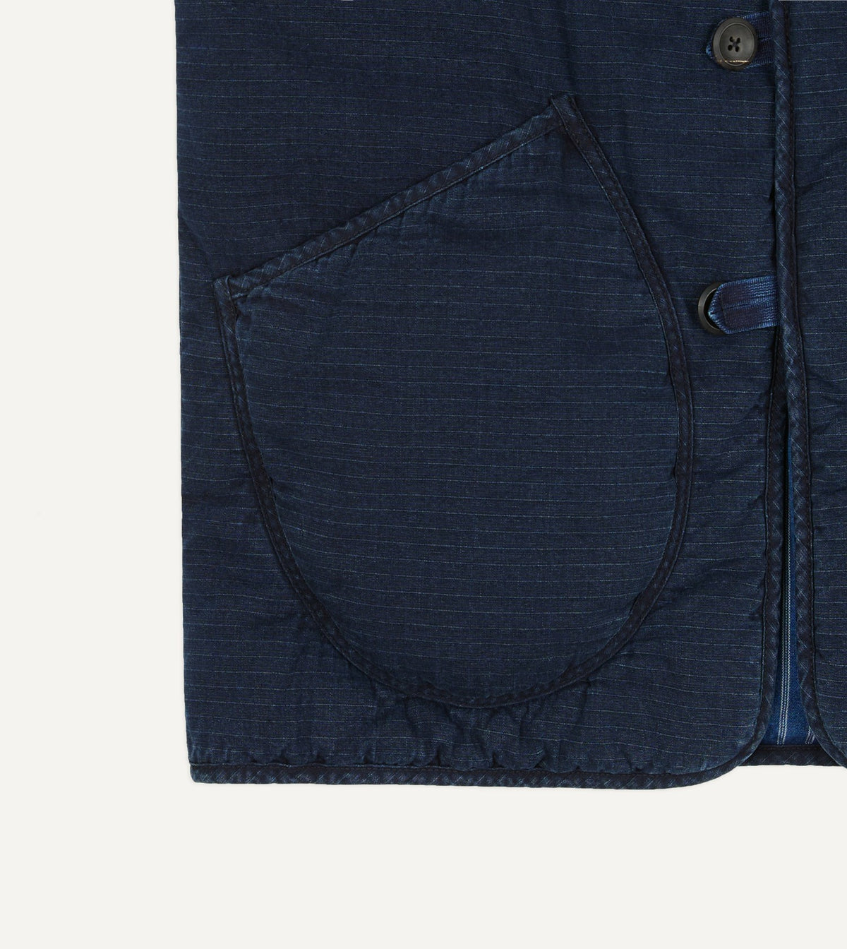 Drake's Indigo Cotton Wadded Vest