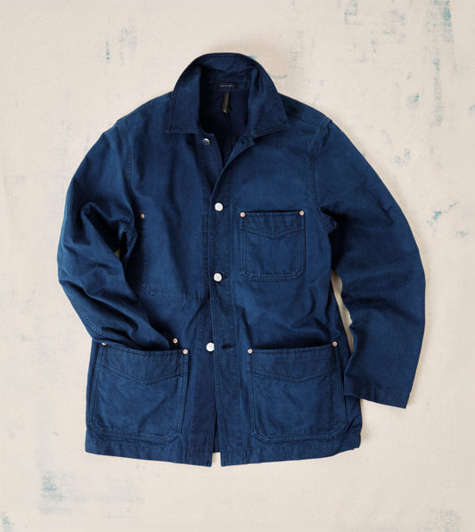 Drake's Indigo Dyed Chore Jacket
