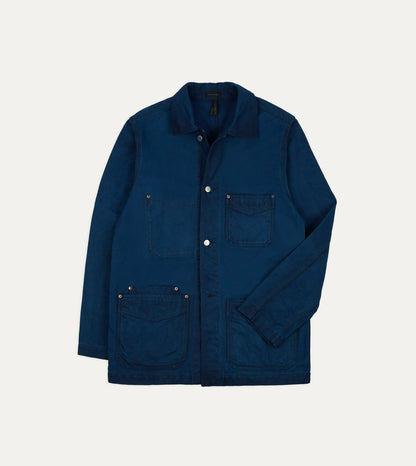 Drake's Indigo Dyed Chore Jacket