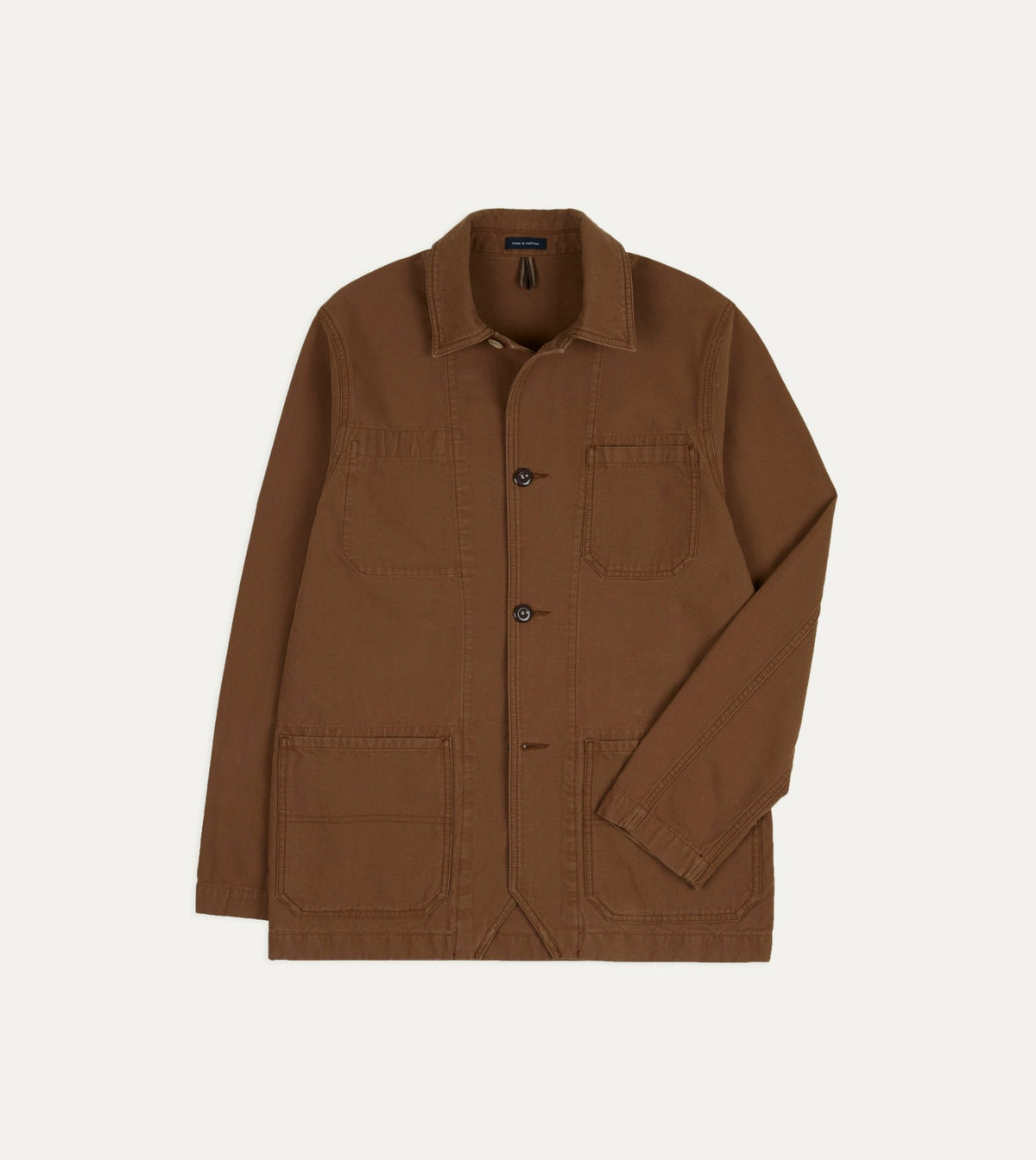 Drake's Tobacco Canvas Mitred Chore Jacket