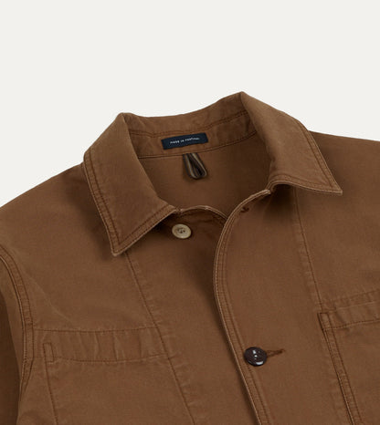 Drake's Tobacco Canvas Mitred Chore Jacket