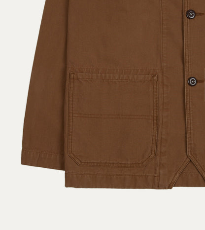 Drake's Tobacco Canvas Mitred Chore Jacket