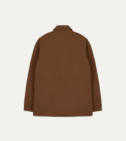 Drake's Tobacco Canvas Mitred Chore Jacket