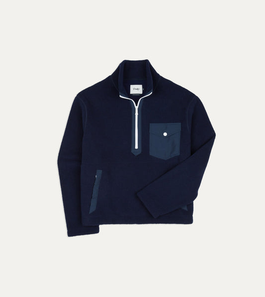 Drake's Navy Half-Zip Fleece Jacket