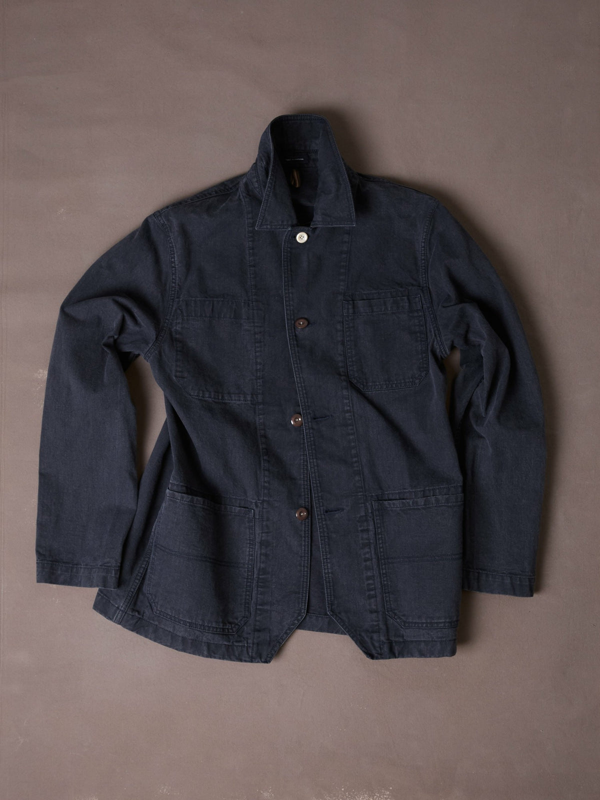 Drake's Navy Twill Mitred Chore Jacket