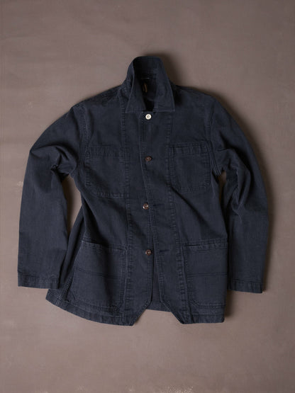 Drake's Navy Twill Mitred Chore Jacket