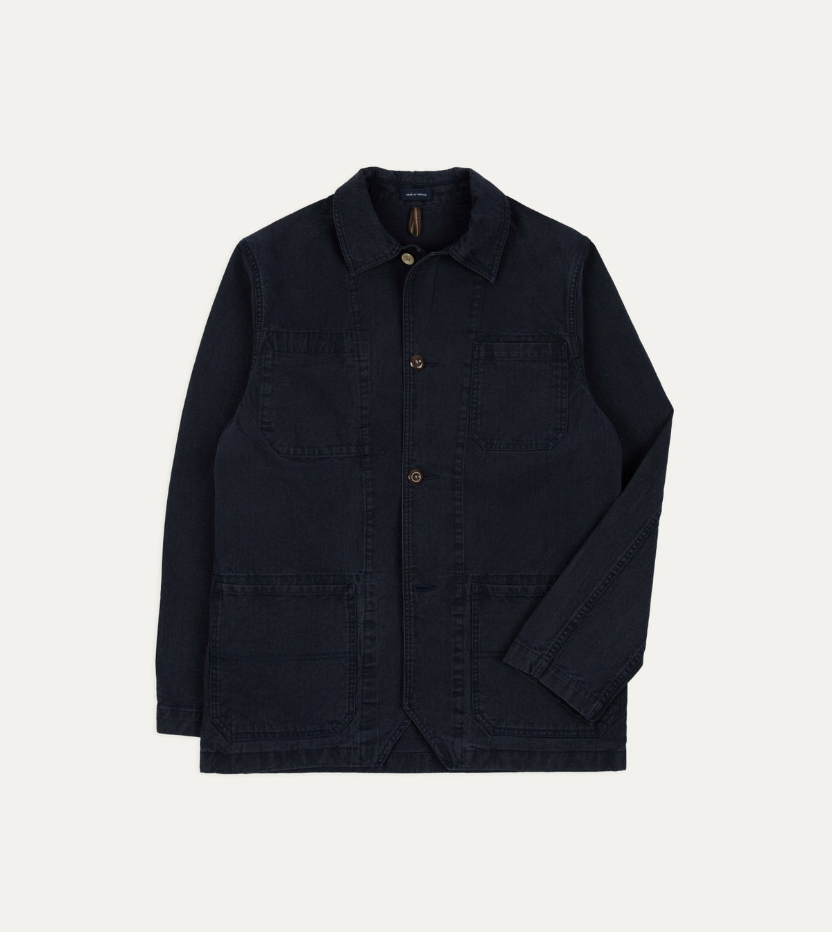 Drake's Navy Twill Mitred Chore Jacket