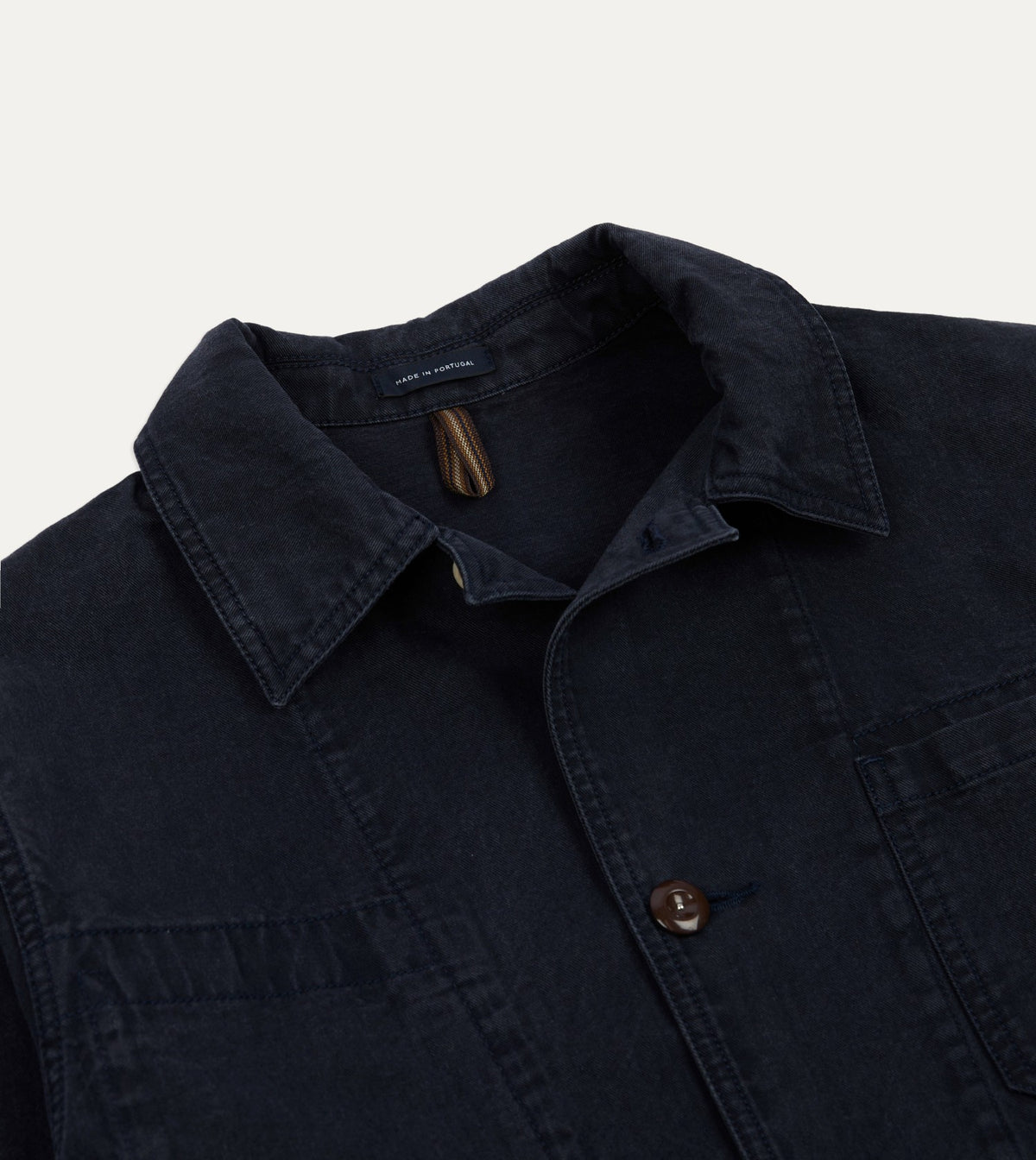 Drake's Navy Twill Mitred Chore Jacket