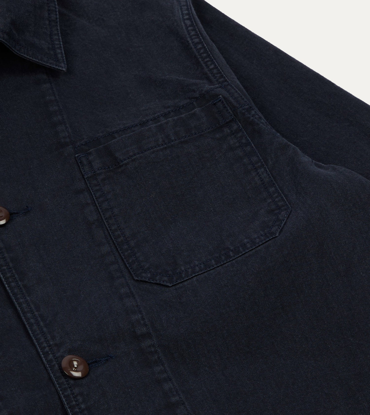 Drake's Navy Twill Mitred Chore Jacket