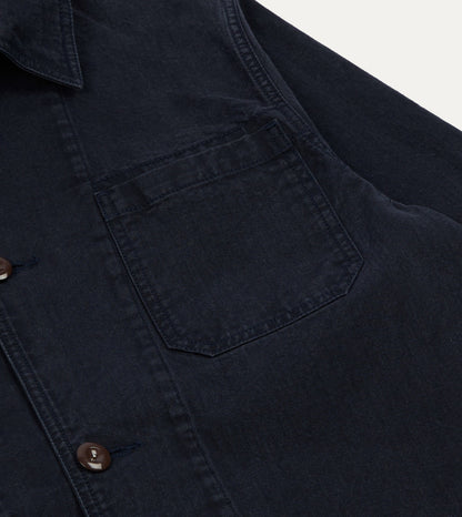 Drake's Navy Twill Mitred Chore Jacket