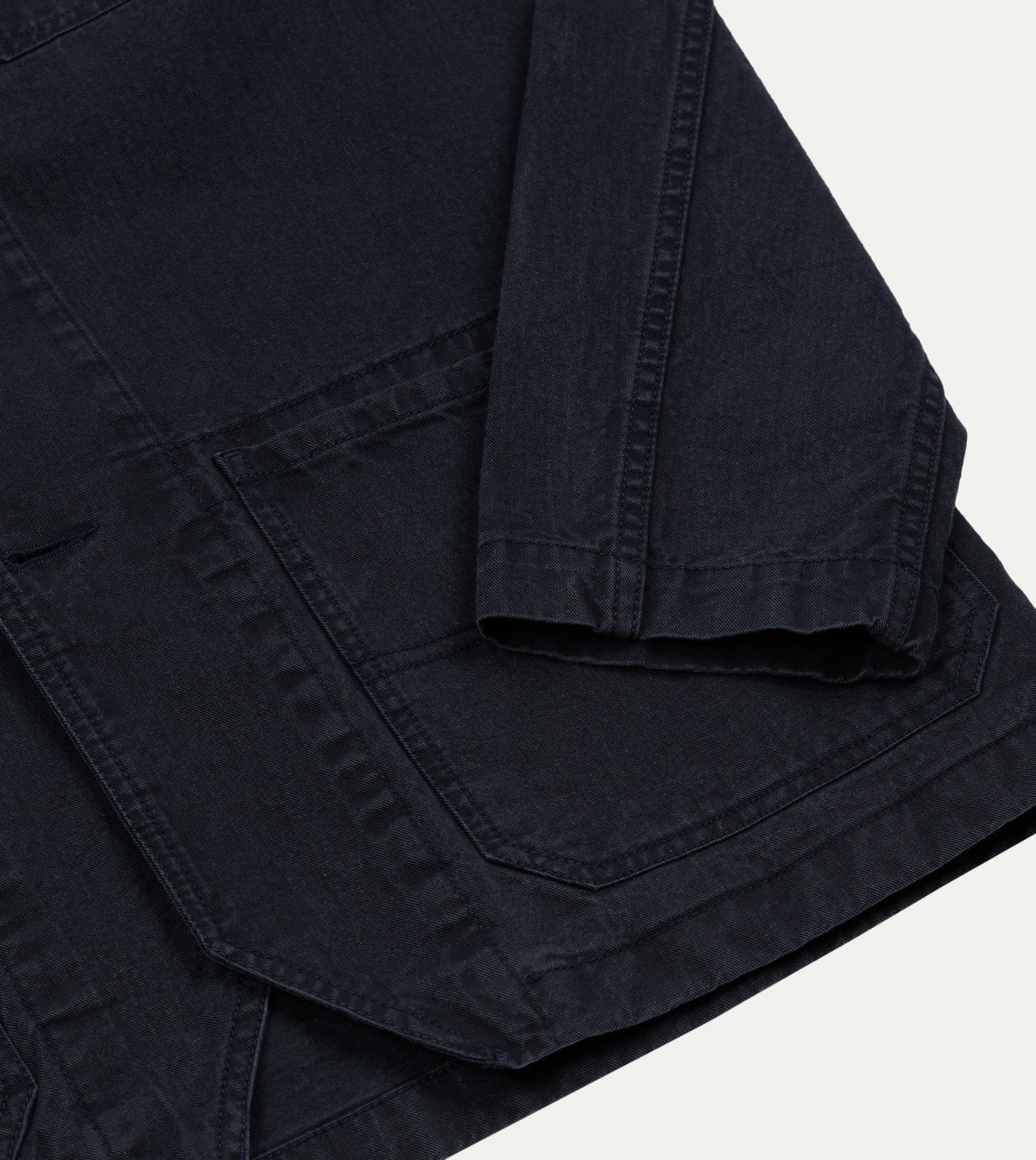 Drake's Navy Twill Mitred Chore Jacket