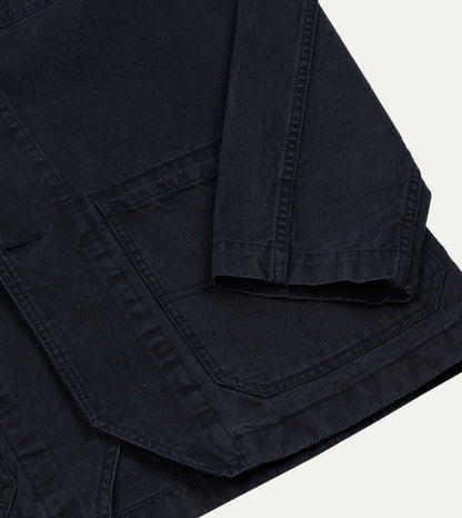 Drake's Navy Twill Mitred Chore Jacket