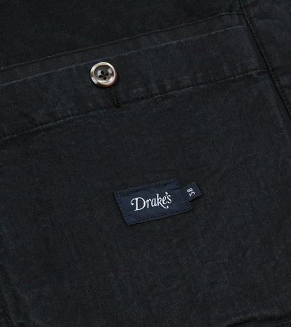Drake's Navy Twill Mitred Chore Jacket
