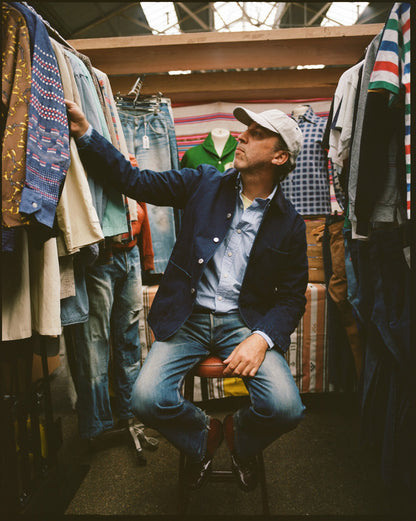 Drake's Indigo Denim Lined Chore Jacket