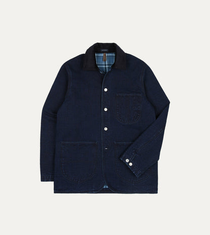 Drake's Indigo Denim Lined Chore Jacket