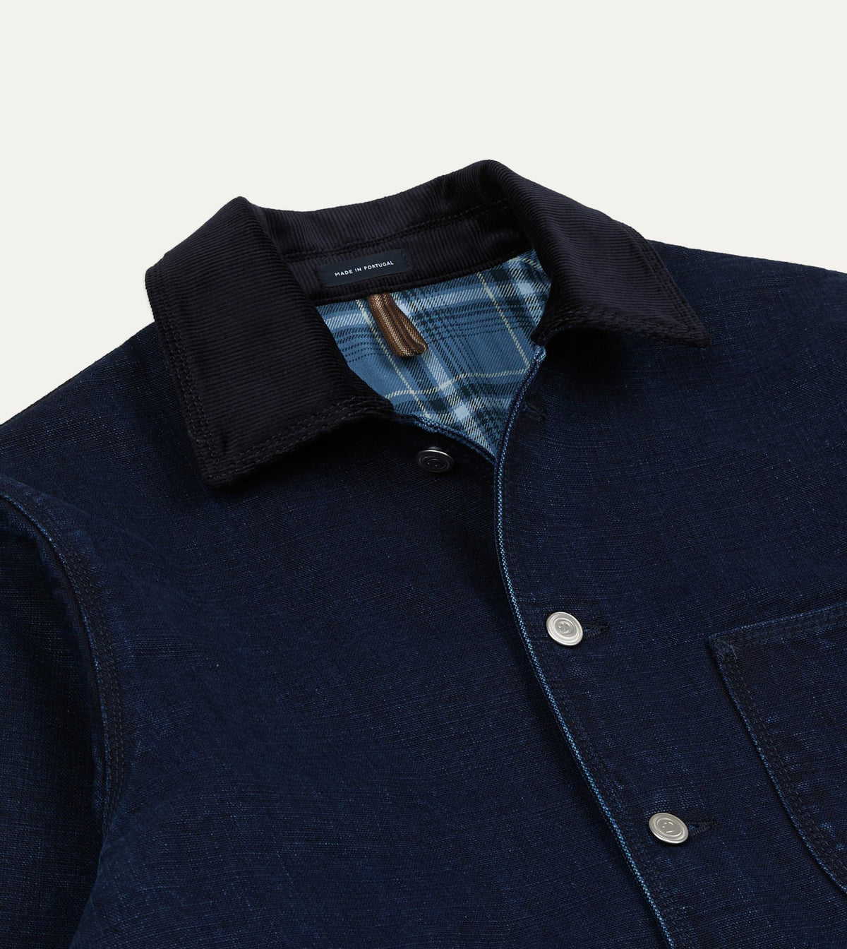 Drake's Indigo Denim Lined Chore Jacket