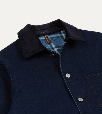 Drake's Indigo Denim Lined Chore Jacket