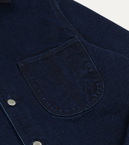 Drake's Indigo Denim Lined Chore Jacket