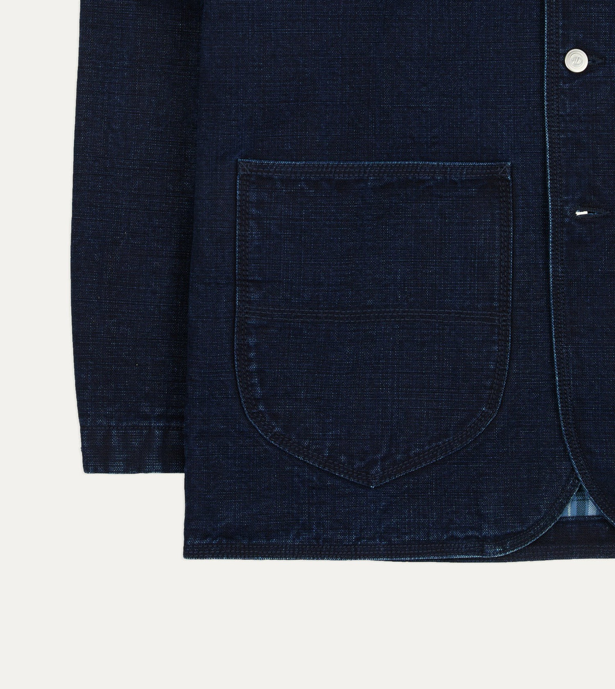 Drake's Indigo Denim Lined Chore Jacket