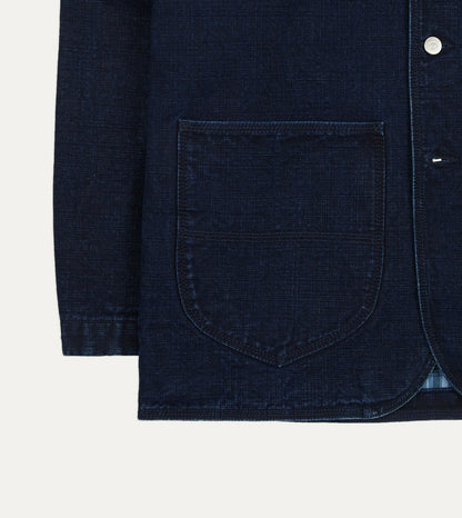 Drake's Indigo Denim Lined Chore Jacket