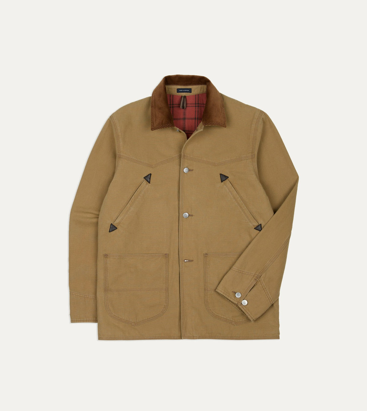 Drake's Brown Cotton Canvas Western Chore Jacket