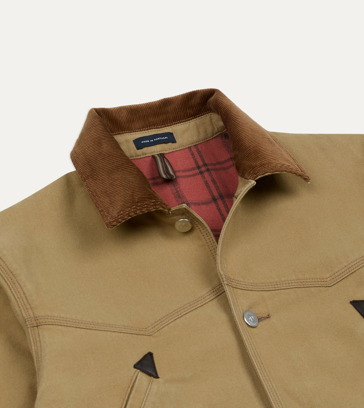 Drake's Brown Cotton Canvas Western Chore Jacket