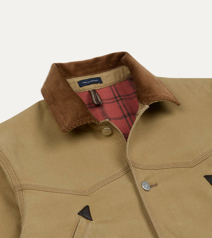 Drake's Brown Cotton Canvas Western Chore Jacket