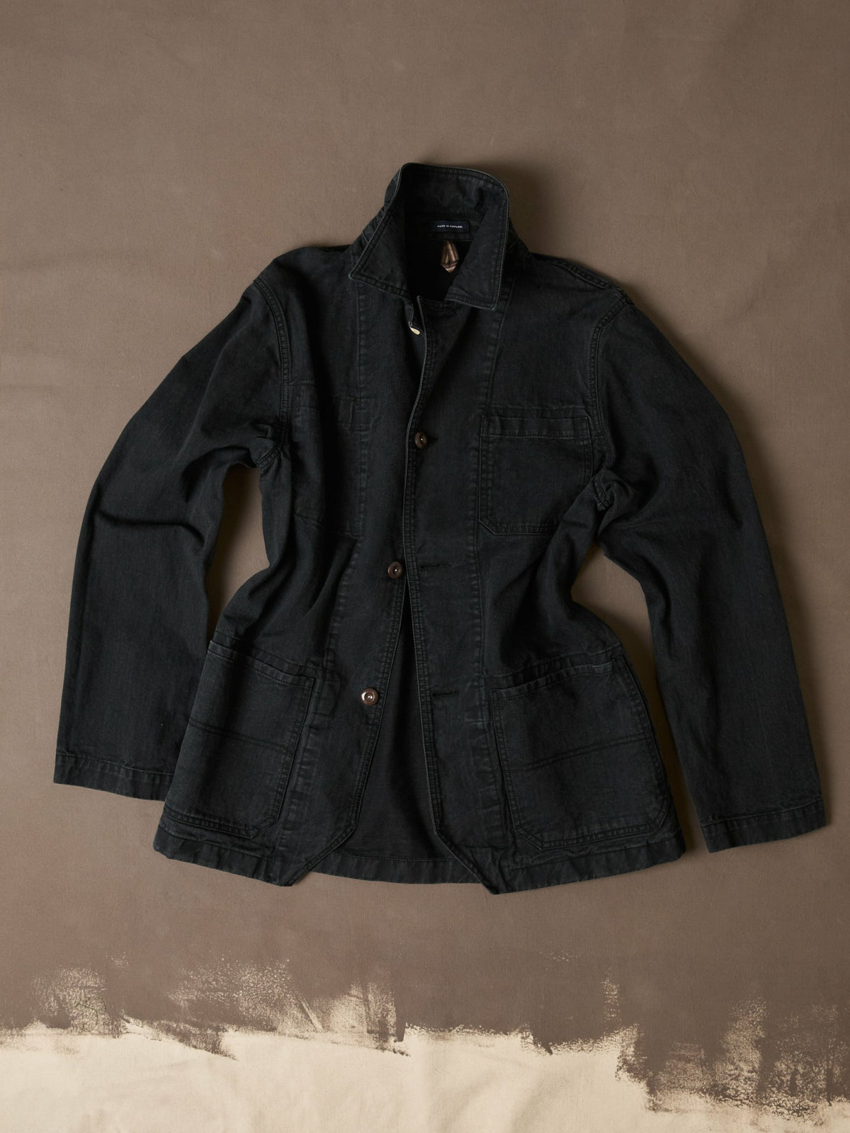Drake's Black Twill Mitred Chore Jacket